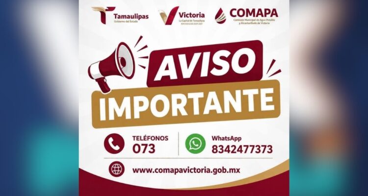 interrupción de agua en Ciudad Victoria