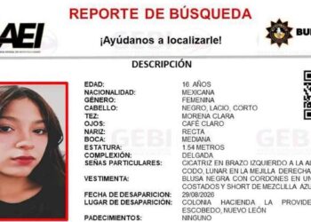 jovencita desaparecida en Escobedo