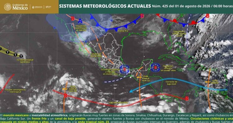 monzón mexicano y la onda tropical 23