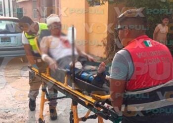 Abuelito lesionado escalera Tampico