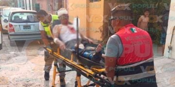Abuelito lesionado escalera Tampico