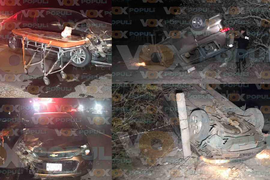 Conductor choca contra familia y provoca volcadura en Villa de Casas, Tamaulipas