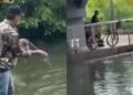 Hombre es captado pescando en zona de cocodrilos en Tampico, Tamaulipas