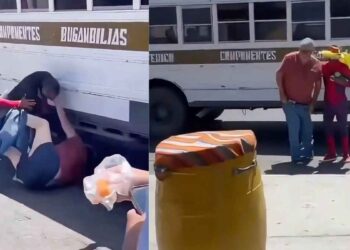 (VIDEO) Spider-Man interviene y frena violenta pelea entre dos hombres en Reynosa, Tamaulipas