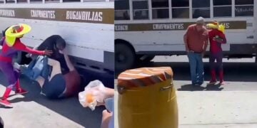 (VIDEO) Spider-Man interviene y frena violenta pelea entre dos hombres en Reynosa, Tamaulipas