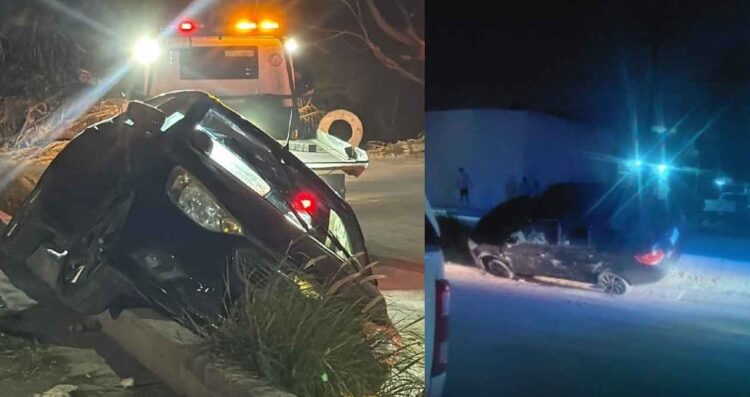 abandonan vehículo tras volcar en Guadalupe