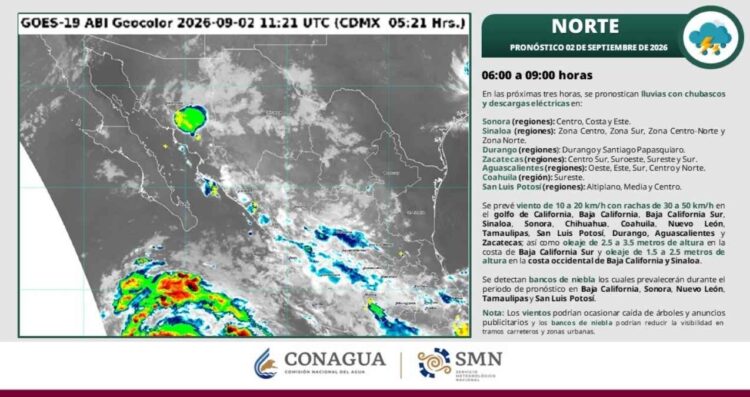 chubascos con descargas eléctricas Tamaulipas