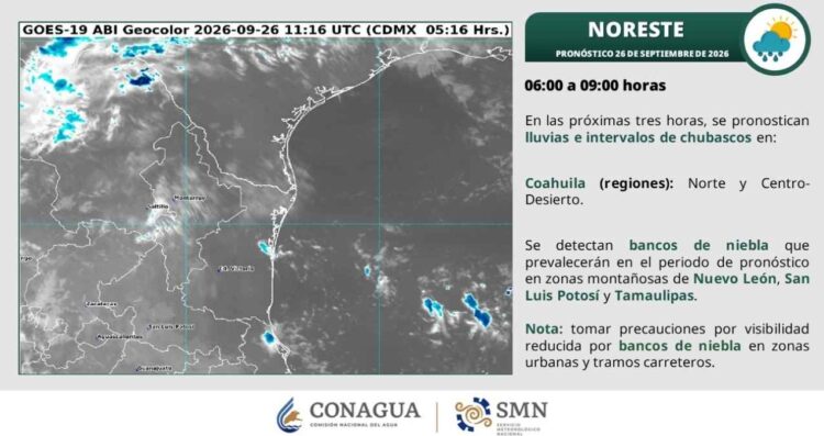 chubascos en Tamaulipas este sábado