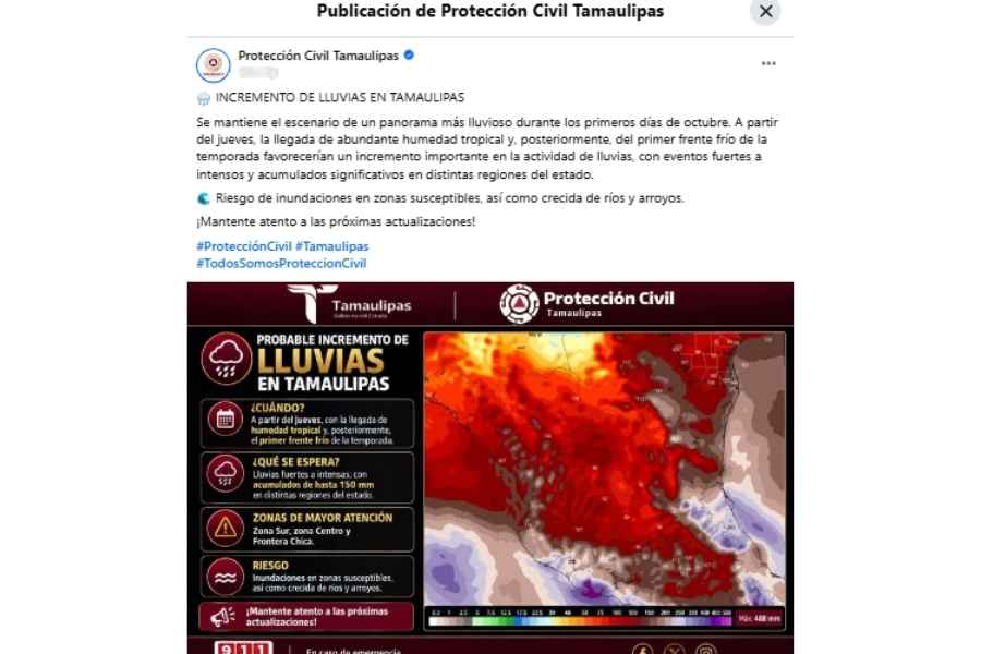 frente frío de la temporada Tamaulipas