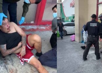hombre golpes Plaza Allende