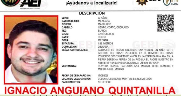 joven desaparecido Centro Monterrey