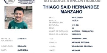 menor desaparecido en Ciudad Victoria