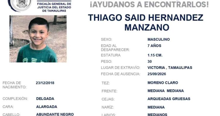 menor desaparecido en Ciudad Victoria
