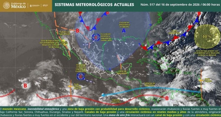 monzón mexicano y el aire frío hoy