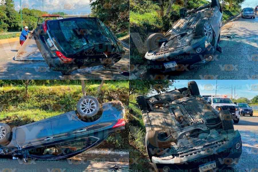 mujer volcar Libramiento Altamira