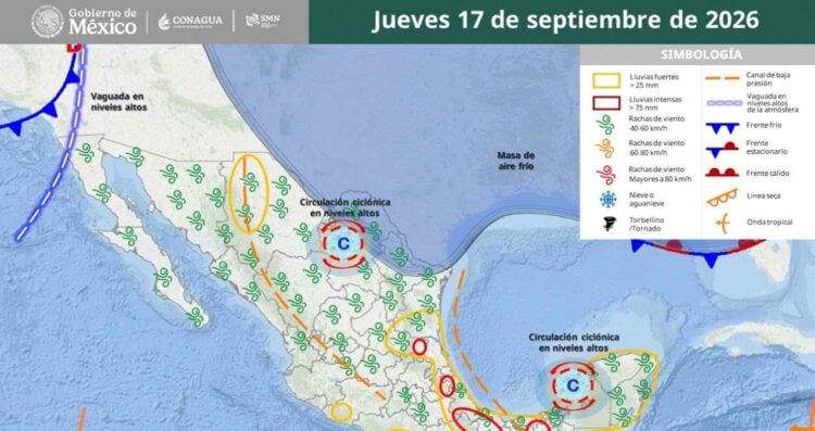 tormentas eléctricas y vientos en Tamaulipas
