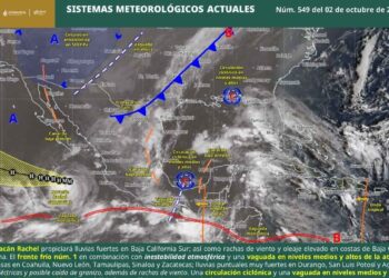 Huracán Rachel y frente frío