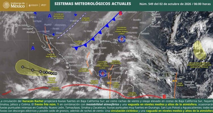 Huracán Rachel y frente frío