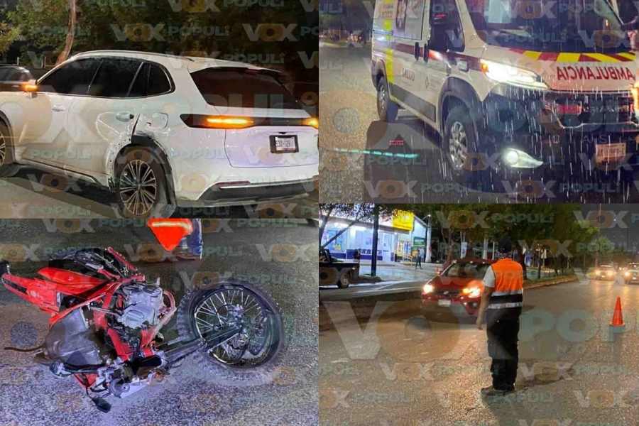 Motociclista lesionado camioneta en victoria