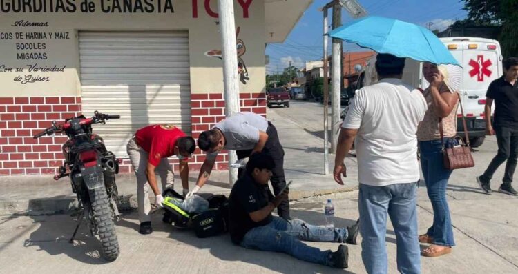 Motociclista lesionado choque El Mante