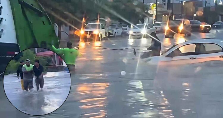 Recolectores de basura lluvias en Monterrey
