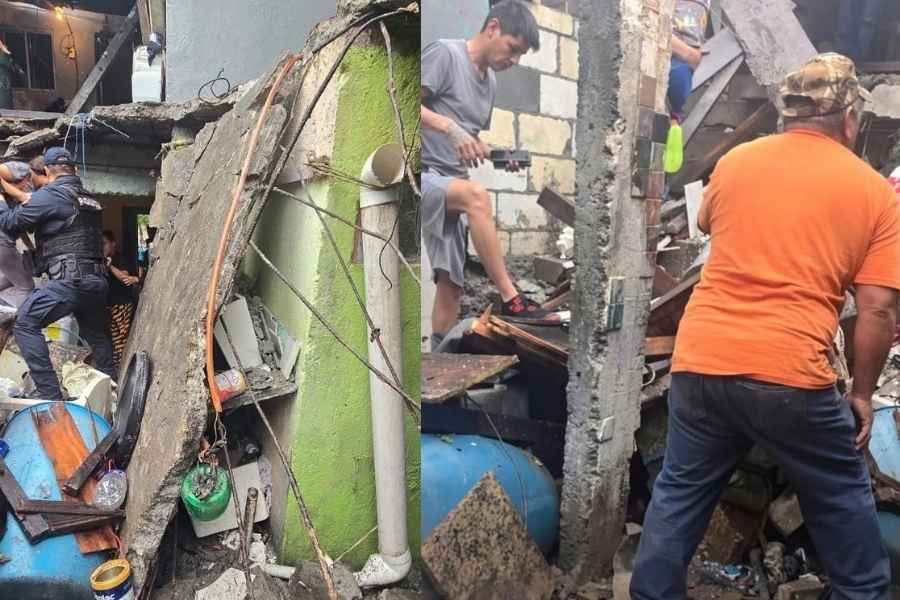 Vivienda se derrumba en Santa Catarina