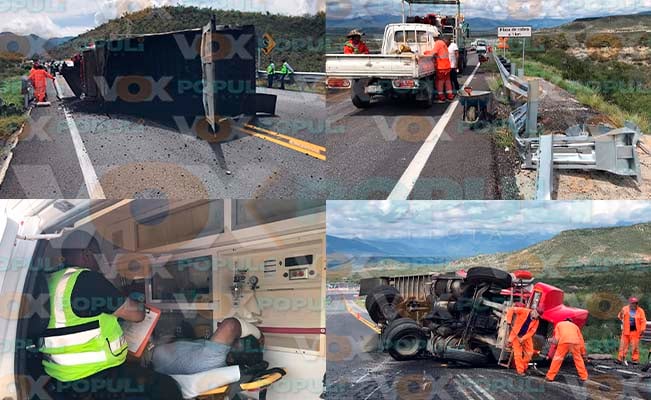 Volcadura carretera Rumbo Nuevo Jaumave
