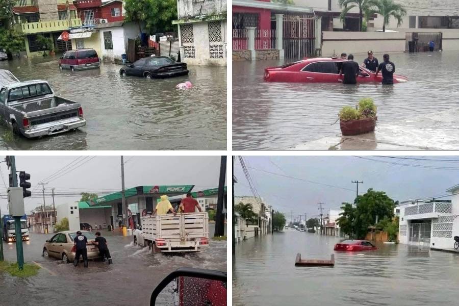 autos inundados en el sur de Tamaulipas