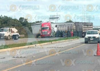 choque de tráileres en Altamira
