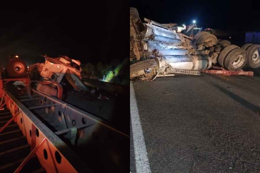 choque tráileres carretera a Laredo