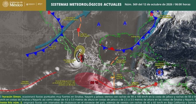 frente frío 2 huracán Simón