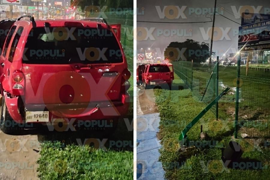 joven derriba semáforo en Altamira