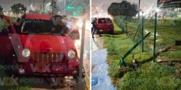 joven derriba semáforo en Altamira