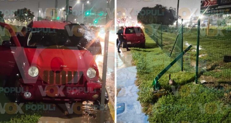 joven derriba semáforo en Altamira